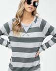 Big Stripe Sweatshirt Top - My Pampered Life Seattle