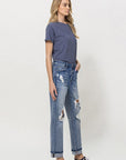 VERVET by Flying Monkey Stretch Boyfriend Jeans with Paint Splatter