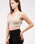 Zenana Washed Ribbed Cropped V-Neck Tank Top