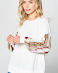 e Luna Multi Striped Solid Sweatshirt