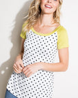 e Luna PLUS Polka Dot Mix Baseball Top