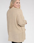 Eesome Plus Size Ribbed Knit Open Front Cardigan