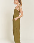 Jade By Jane Smocked Tie Strap Jumpsuit