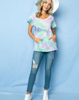 e Luna PLUS Tie Dye Thermal V-Neck Top