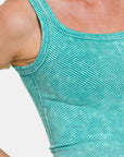 Zenana Washed Ribbed Scoop Neck Wide Strap Tank