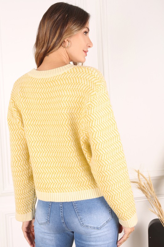 Lilou Herringbone Crew Neck Sweater