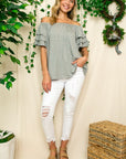 e Luna PLUS Off Shoulder Tiered Ruffle Top