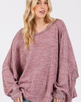 SAGE + FIG Round Neck Batwing Sleeve Oversize Top