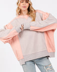 SAGE + FIG Color Block Round Neck Sweatshirt