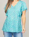 V-Neck Top With Winged Sleeves