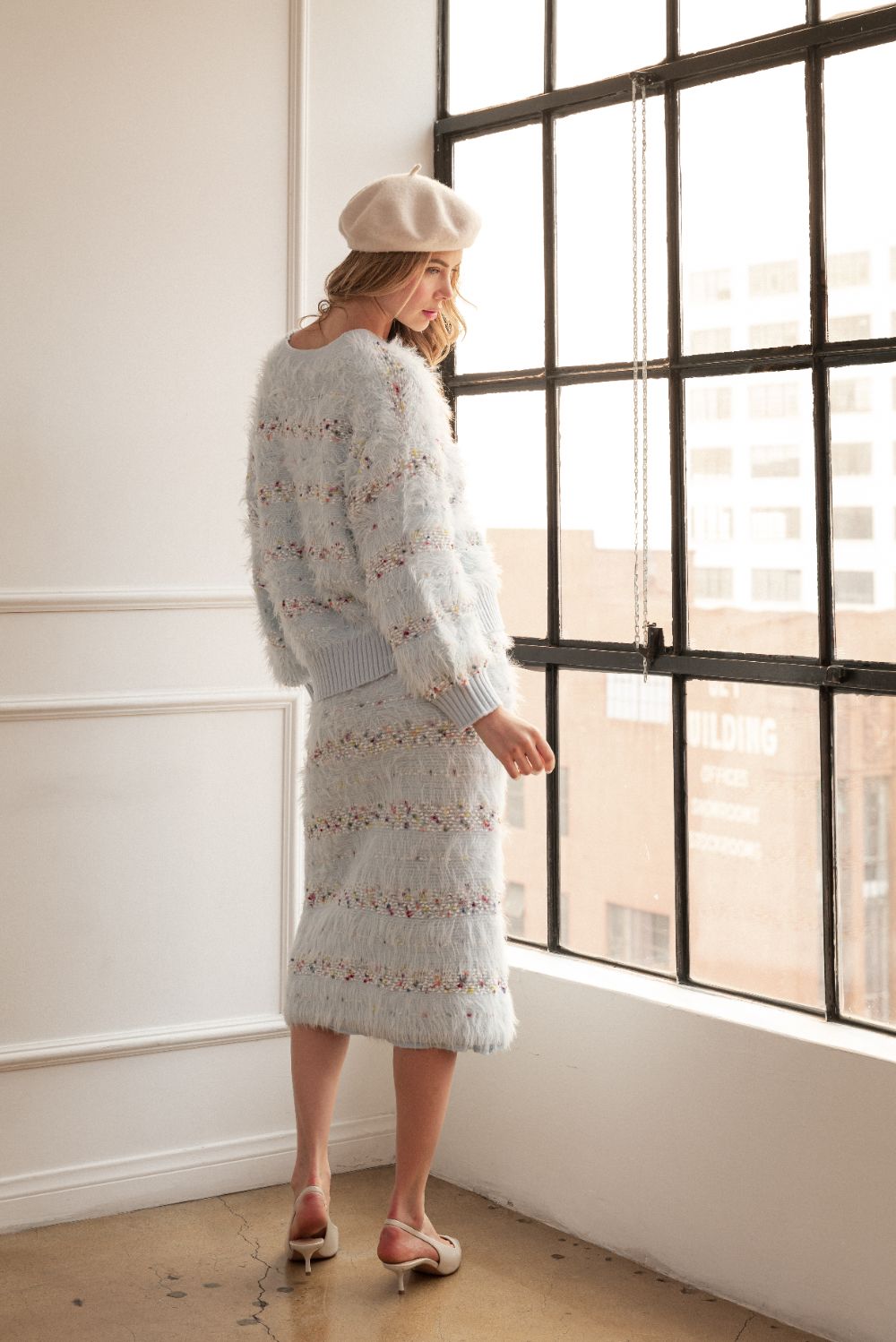 JOH |Sabella Feathered Fur Sweater Cardigan