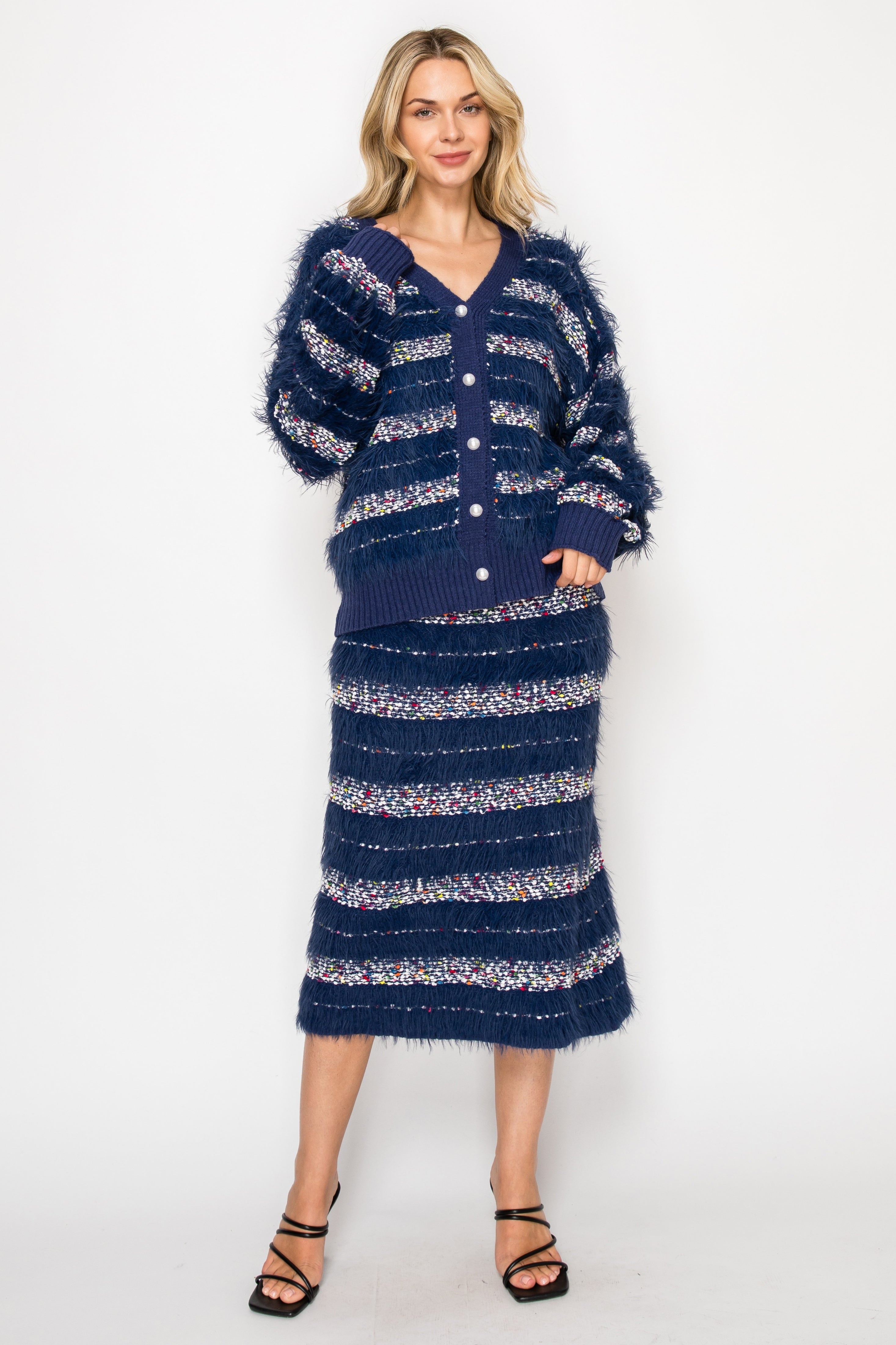 JOH |Sabella Feathered Fur Sweater Cardigan