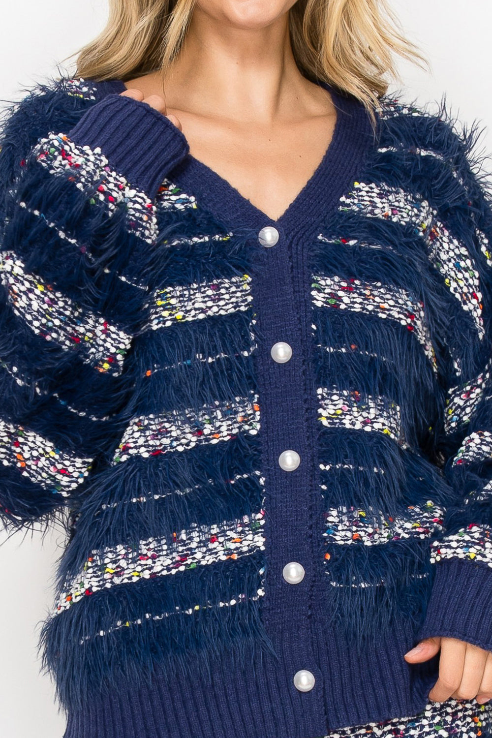 JOH |Sabella Feathered Fur Sweater Cardigan