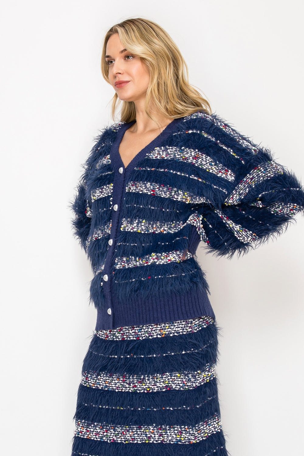 JOH |Sabella Feathered Fur Sweater Cardigan
