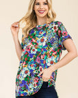 Celeste Full Size Round Neck Short Sleeve Floral T-Shirt