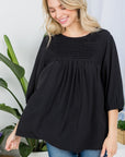 e Luna Solid Pintuck Tunic Blouse