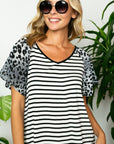 e Luna Striped Animal Flare Sleeve Top