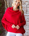 First Love Full Size Asymmetrical Hem Dolman Sleeve Sweater