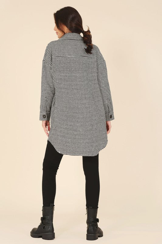 Hounds Tooth Long Shacket - Online Only