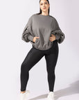 POPFLEX Full Size Brunch Sweater- Smoke