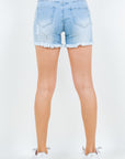 American Bazi High Waist Distressed Frayed Denim Shorts