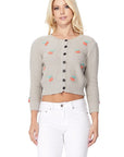 Cherry Crochet Pom Pom Cropped Cardigan Sweater