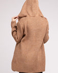 Zenana Hooded Open Front Sweater Cardigan