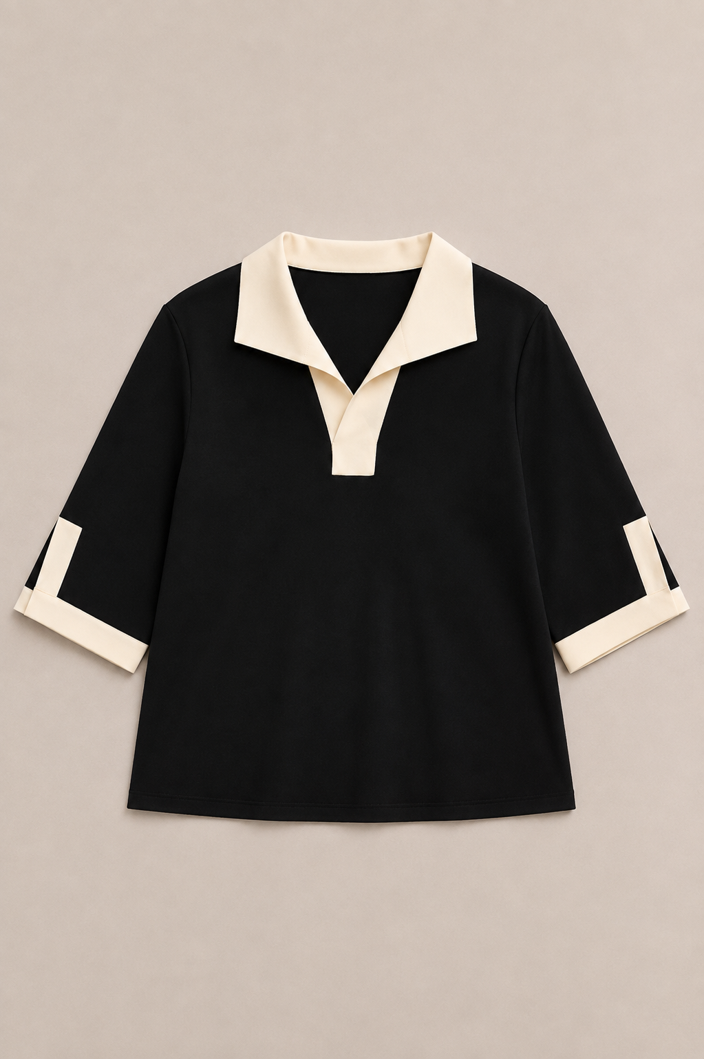 JOH Apparel Katherine Contrast Collar Stretch Knit Top