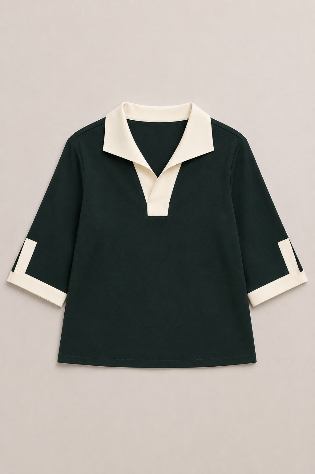 JOH Apparel Katherine Contrast Collar Stretch Knit Top