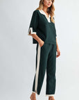 JOH Apparel Katherine Contrast Collar Stretch Knit Top