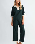 JOH Apparel Katherine Contrast Collar Stretch Knit Top