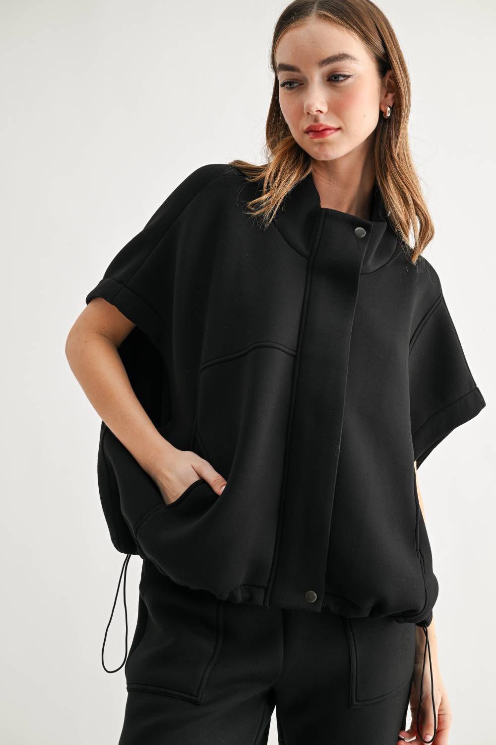 JOH Apparel Frankie Stretch Scuba Knit Poncho Jacket