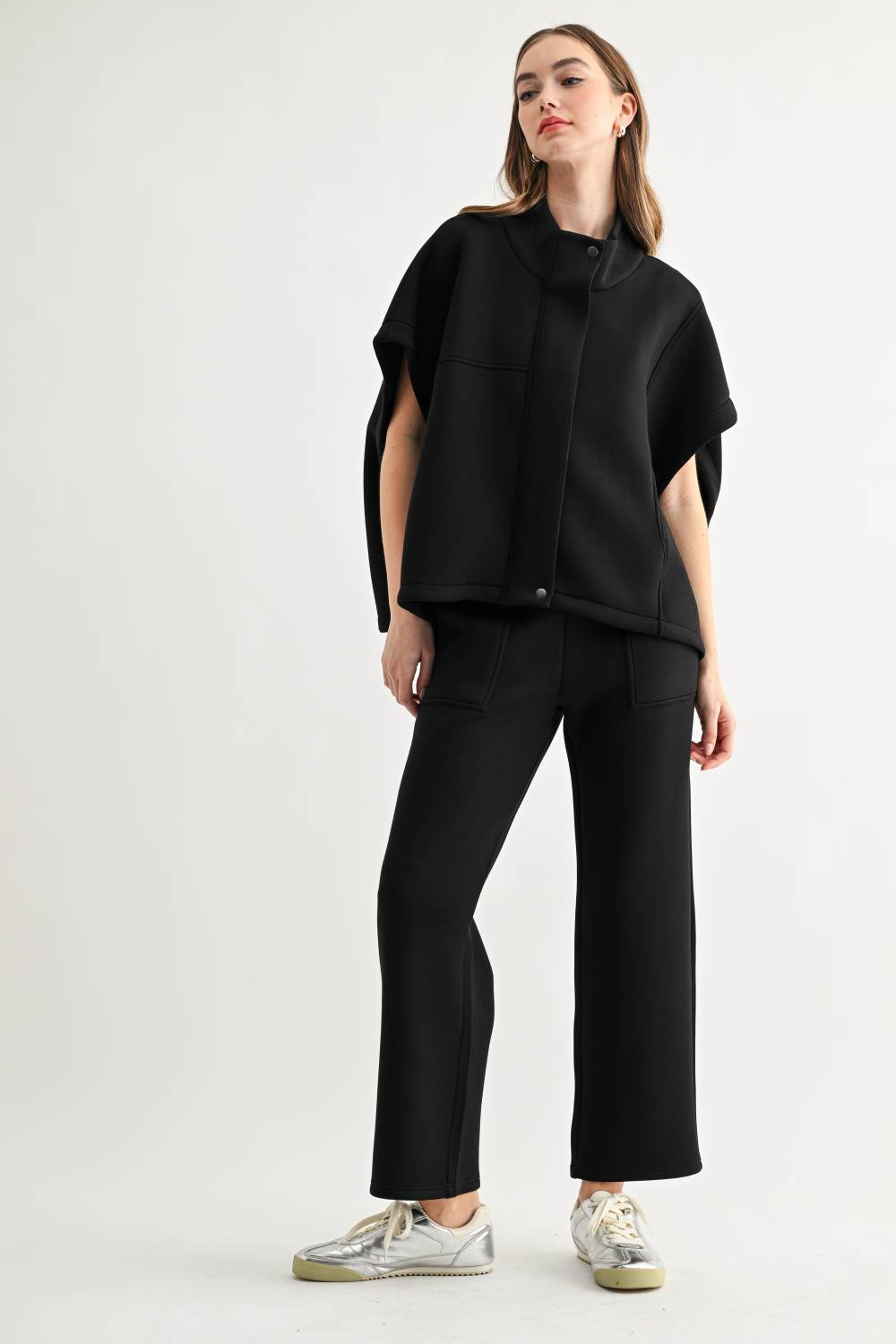 JOH Apparel Frankie Stretch Scuba Knit Poncho Jacket
