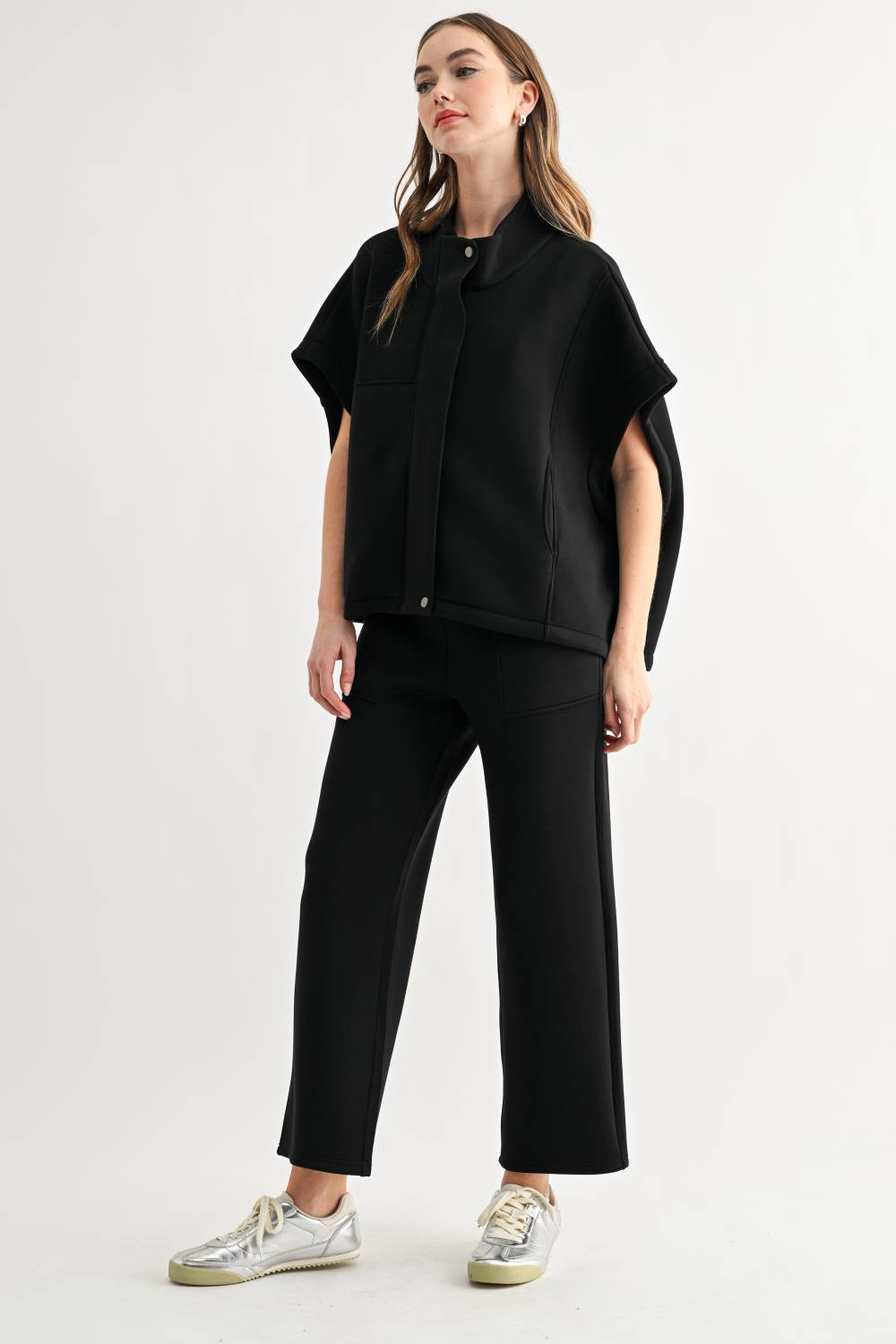 JOH Apparel Frankie Stretch Scuba Knit Poncho Jacket