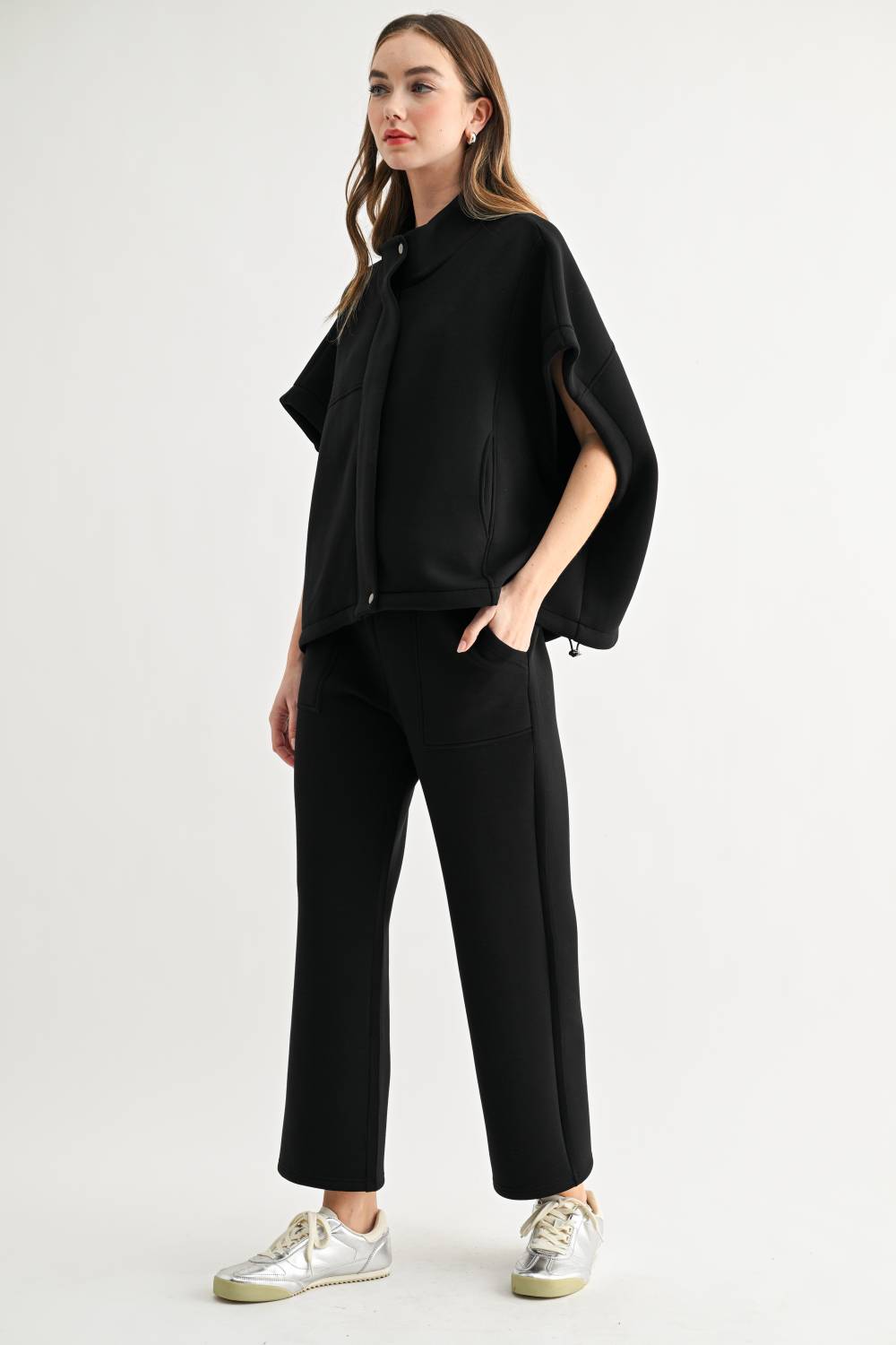 JOH Apparel Frankie Stretch Scuba Knit Poncho Jacket