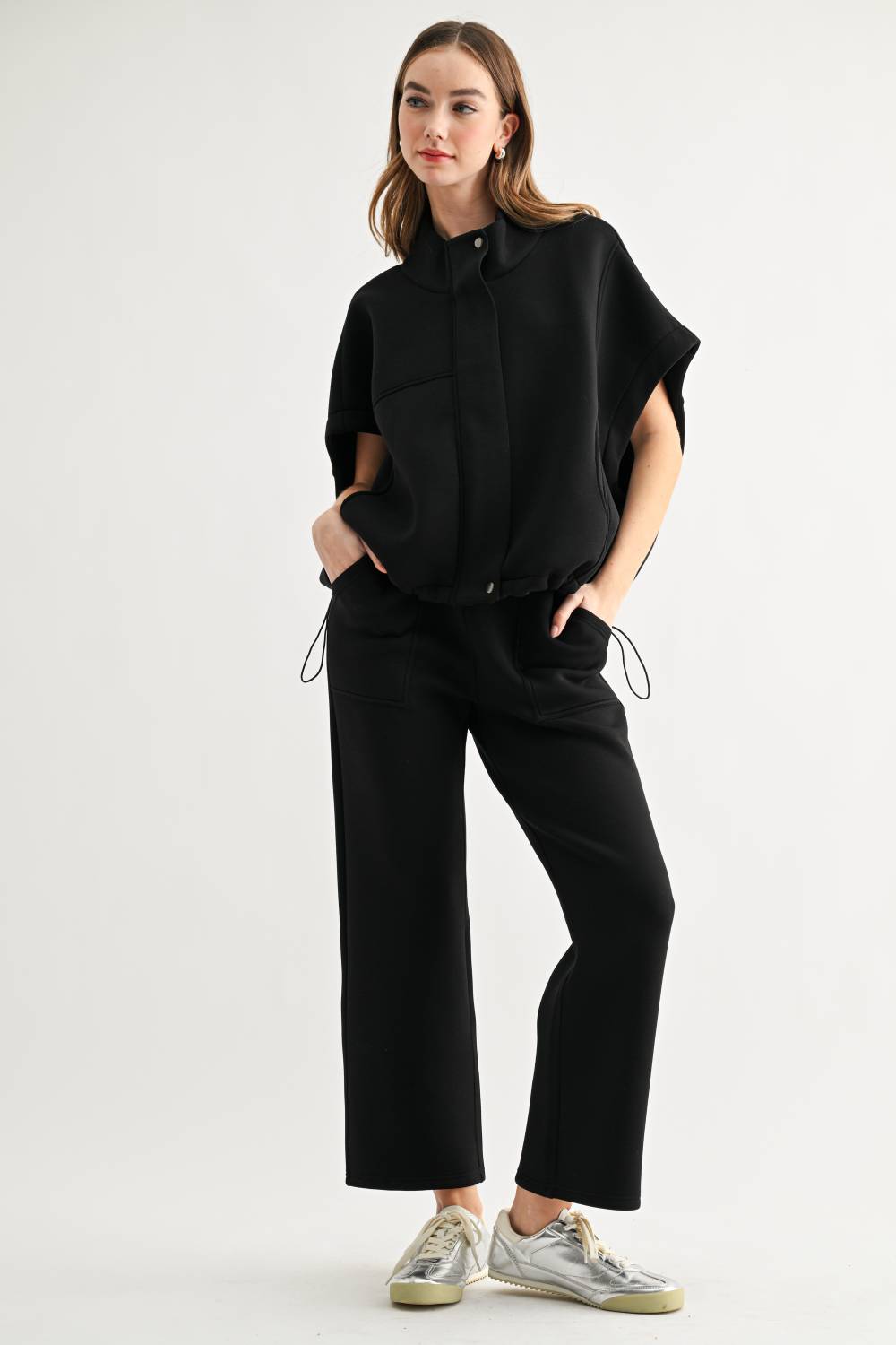 JOH Apparel Frankie Stretch Scuba Knit Poncho Jacket