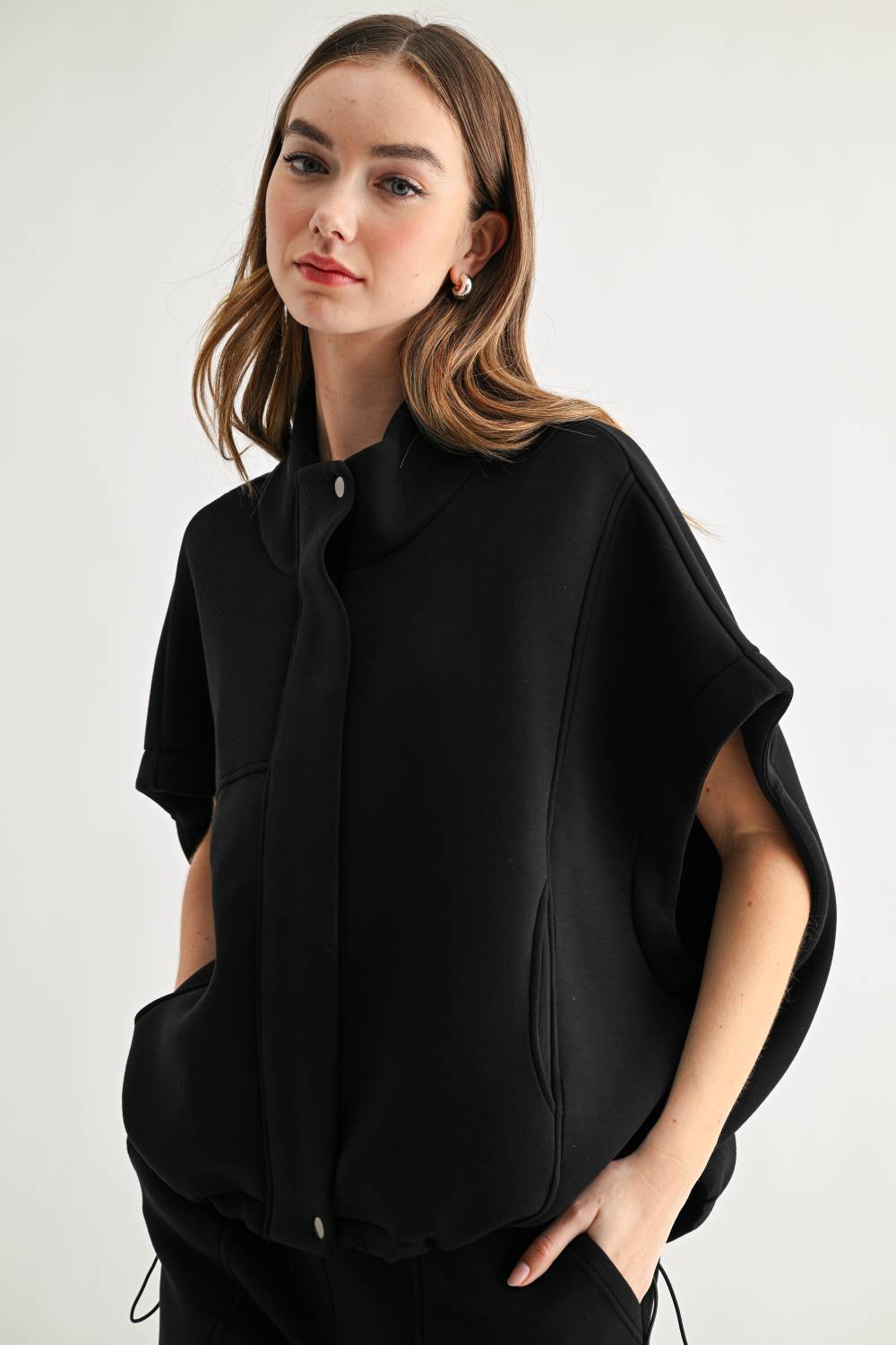 JOH Apparel Frankie Stretch Scuba Knit Poncho Jacket