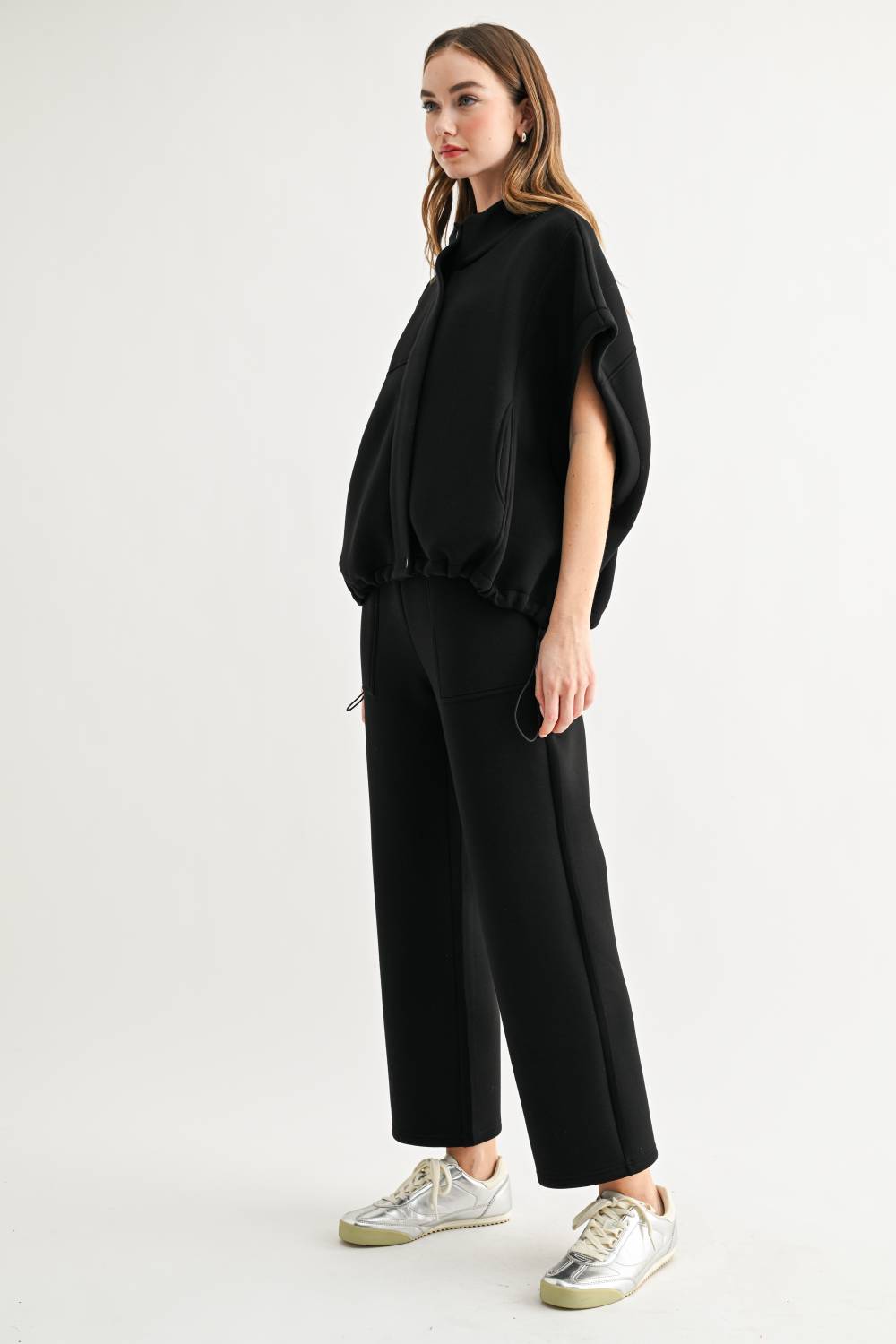 JOH Apparel Frankie Stretch Scuba Knit Poncho Jacket