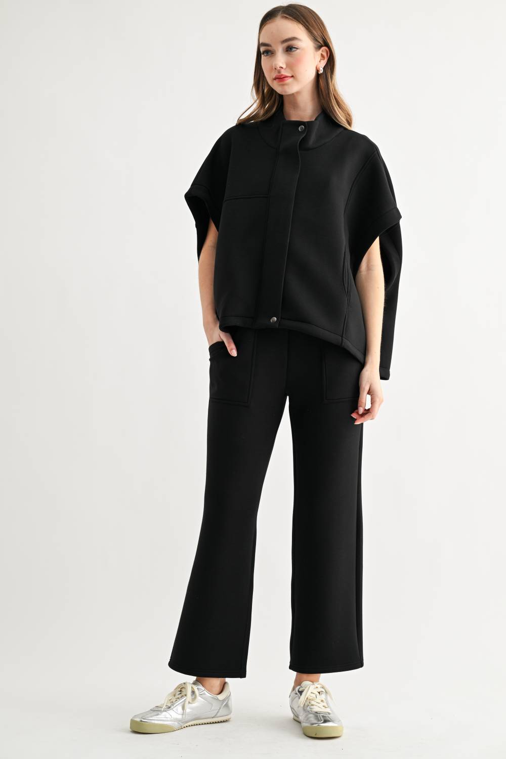 JOH Apparel Frankie Stretch Scuba Knit Poncho Jacket