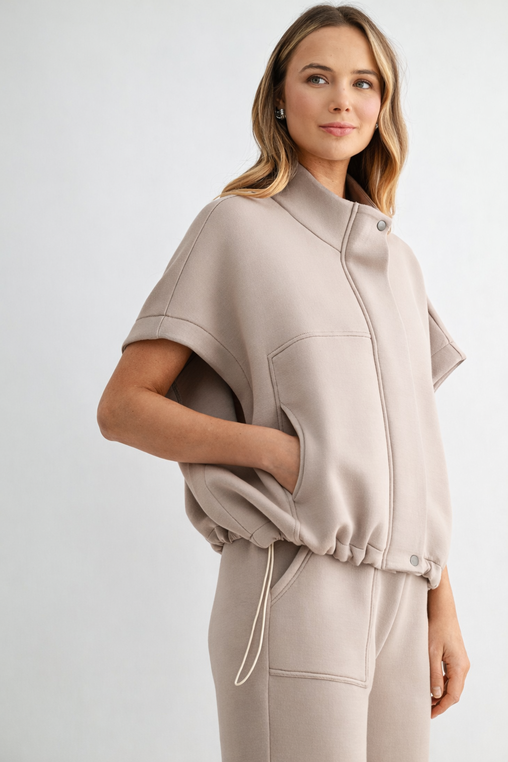 JOH Apparel Frankie Stretch Scuba Knit Poncho Jacket