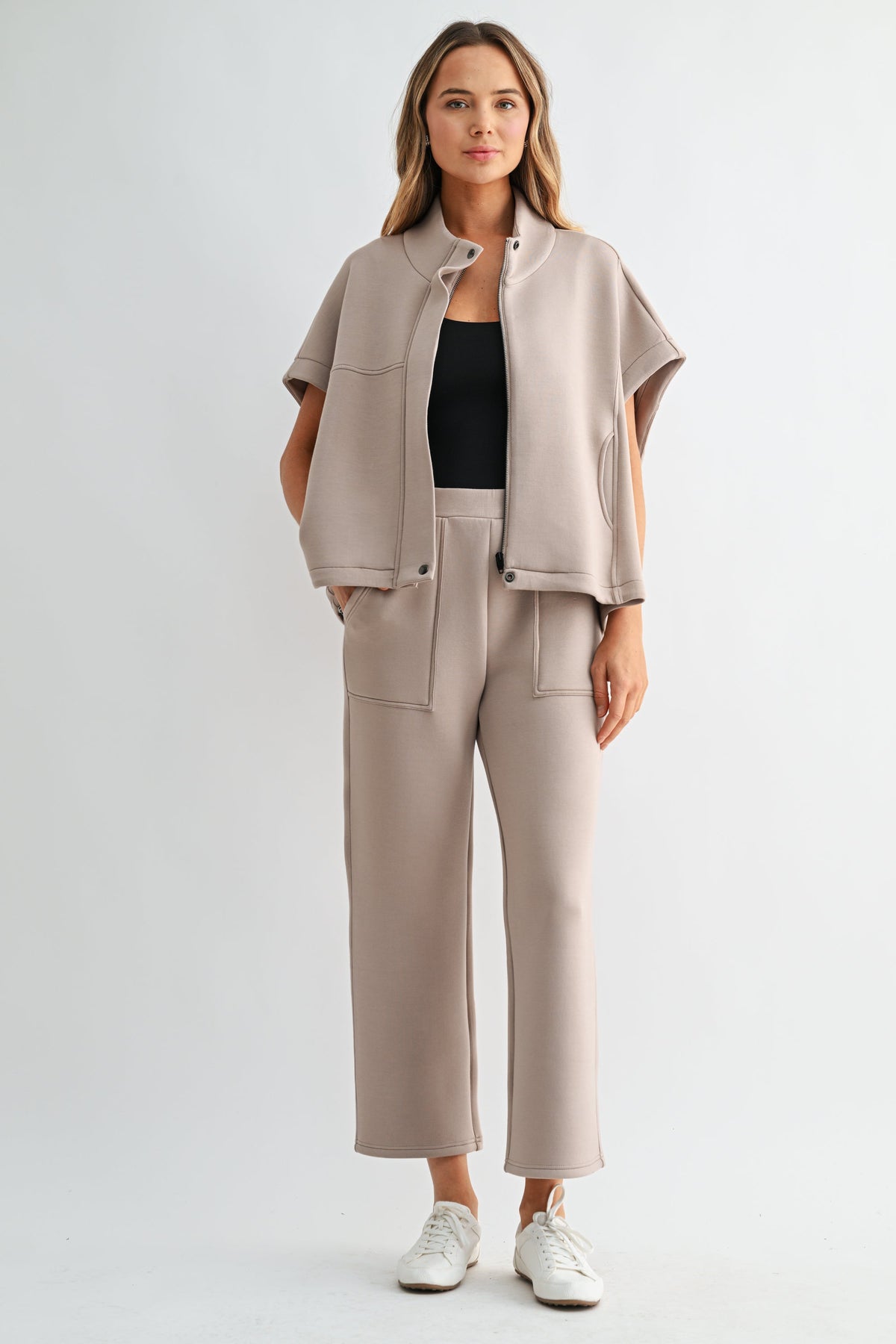 JOH Apparel Frankie Stretch Scuba Knit Poncho Jacket