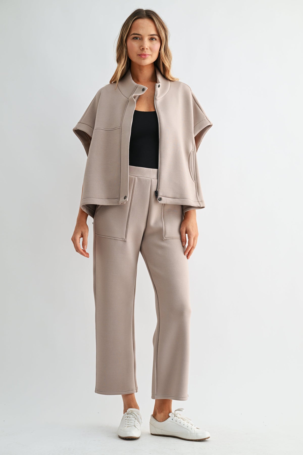 JOH Apparel Frankie Stretch Scuba Knit Poncho Jacket