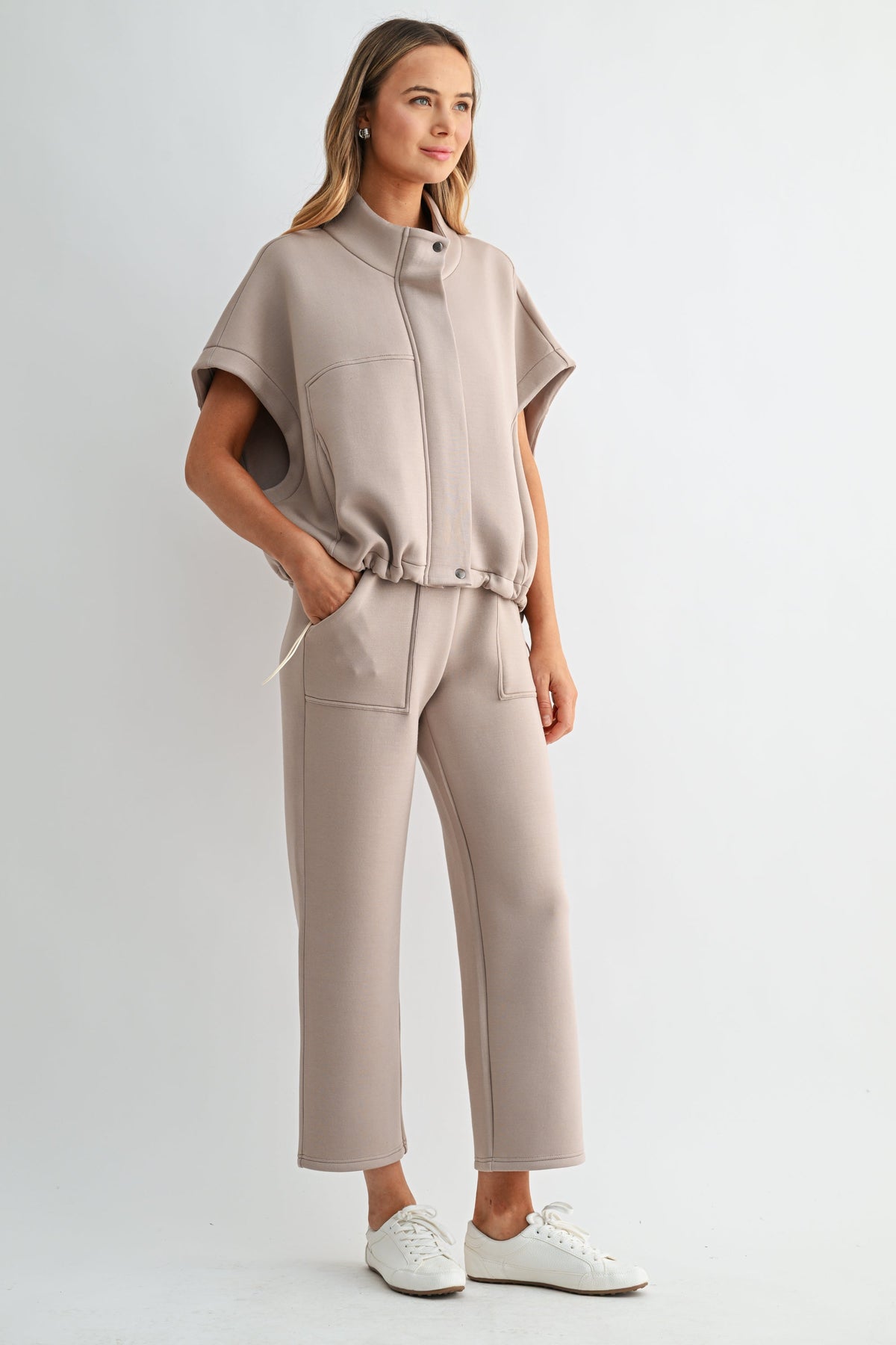 JOH Apparel Frankie Stretch Scuba Knit Poncho Jacket