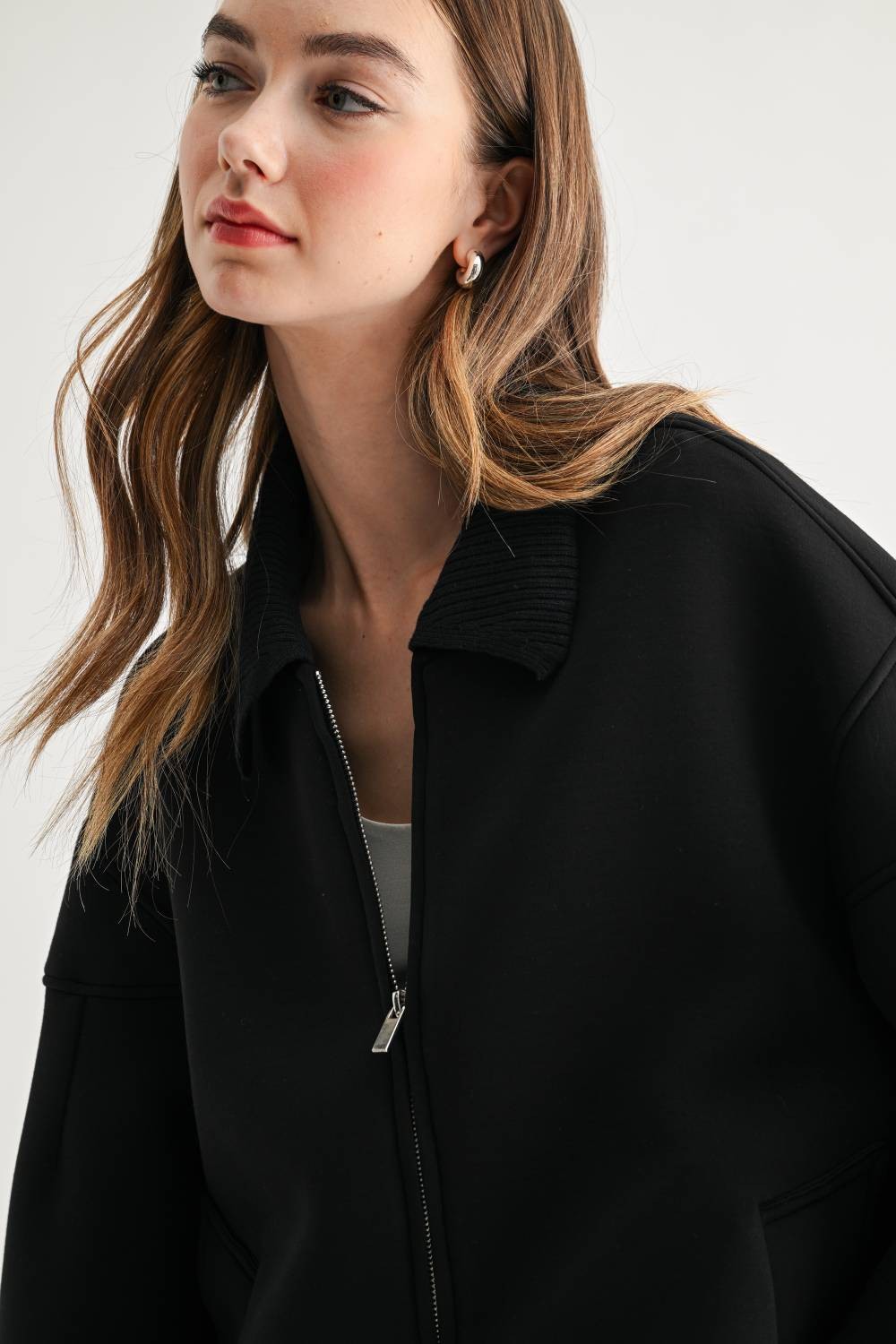 JOH Apparel Frida Scuba Knit Balloon Sleeve Jacket