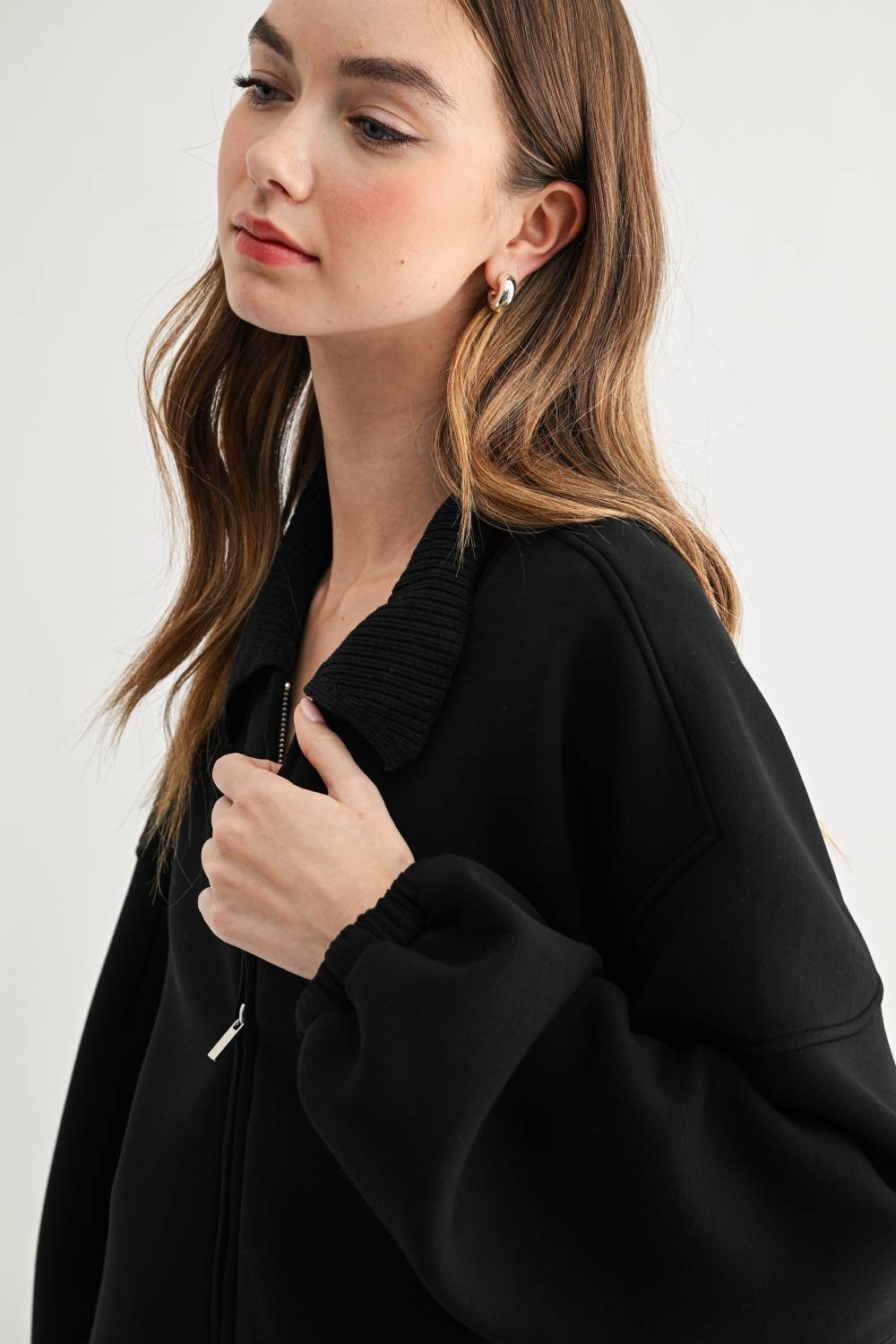 JOH Apparel Frida Scuba Knit Balloon Sleeve Jacket