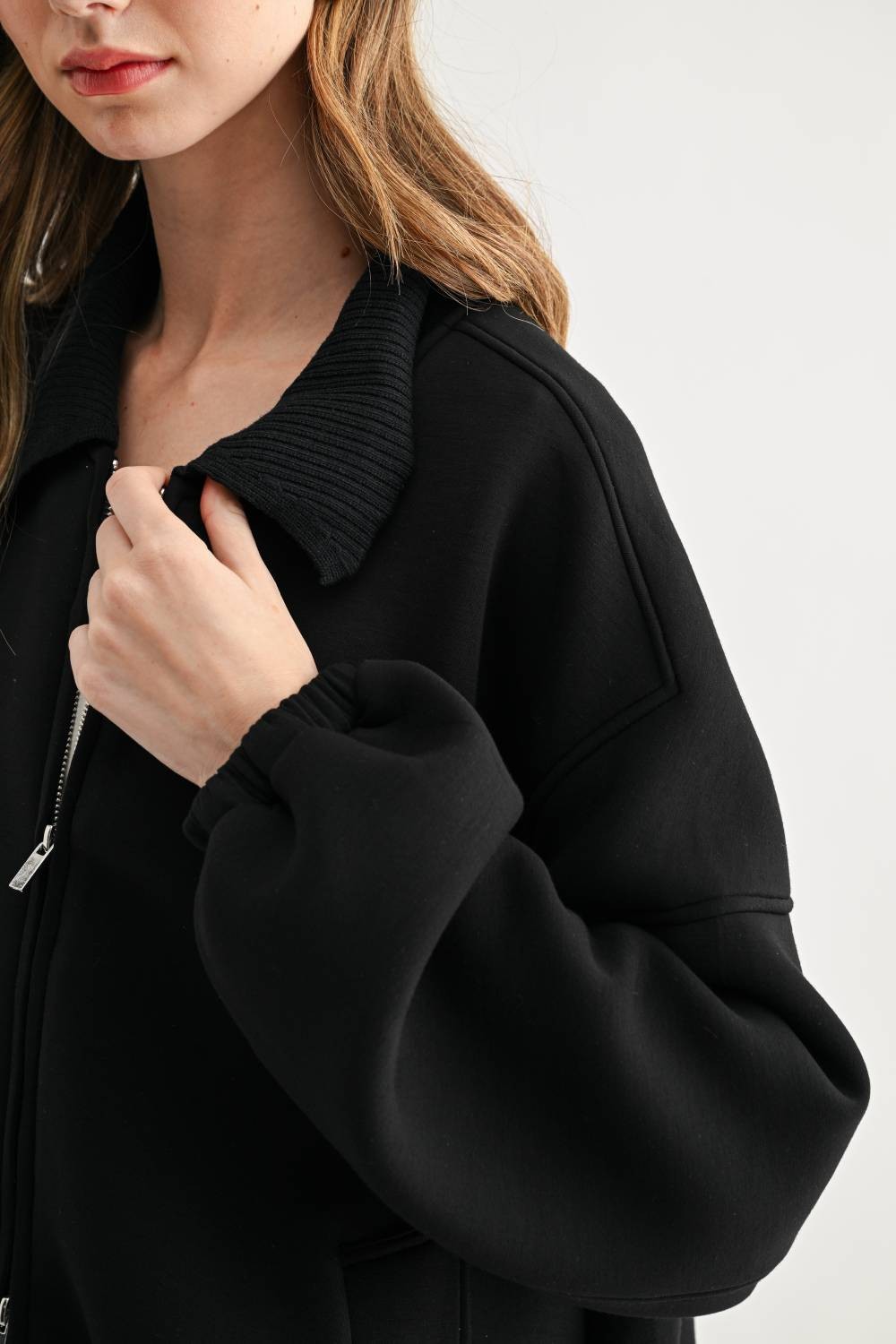JOH Apparel Frida Scuba Knit Balloon Sleeve Jacket