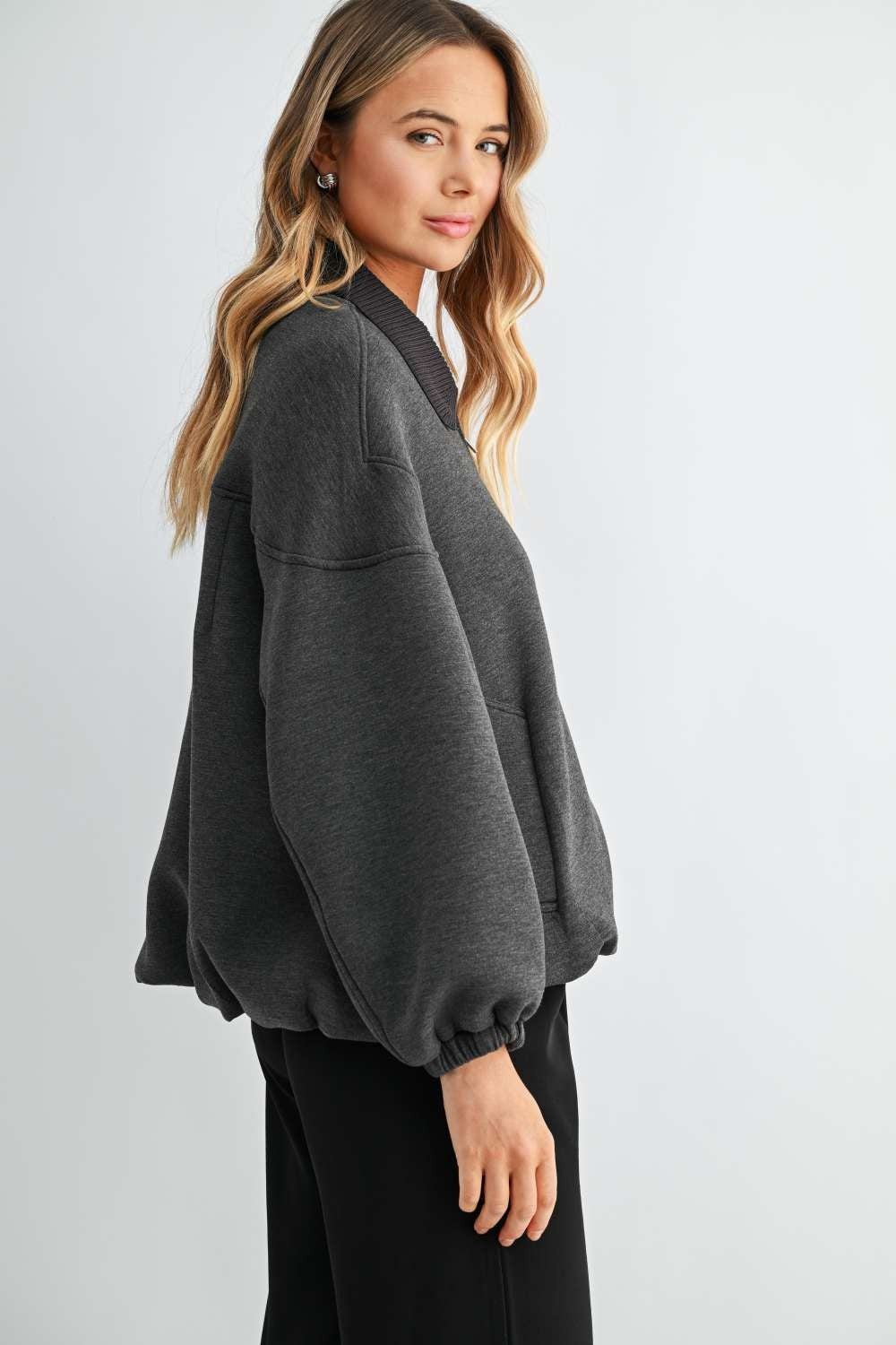 JOH Apparel Frida Scuba Knit Balloon Sleeve Jacket