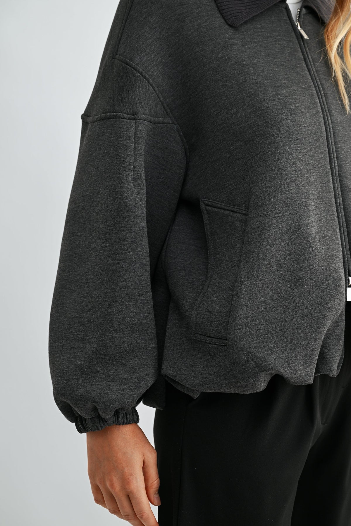 JOH Apparel Frida Scuba Knit Balloon Sleeve Jacket