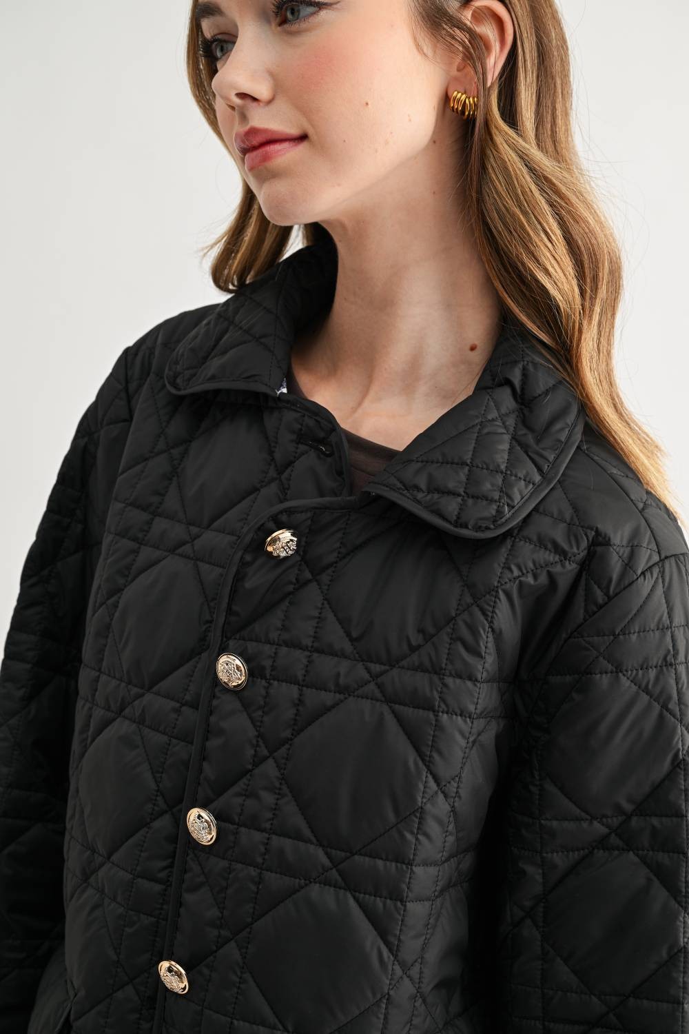 JOH Apparel Joselyn Longline Quilted Jacket with Toile Lining