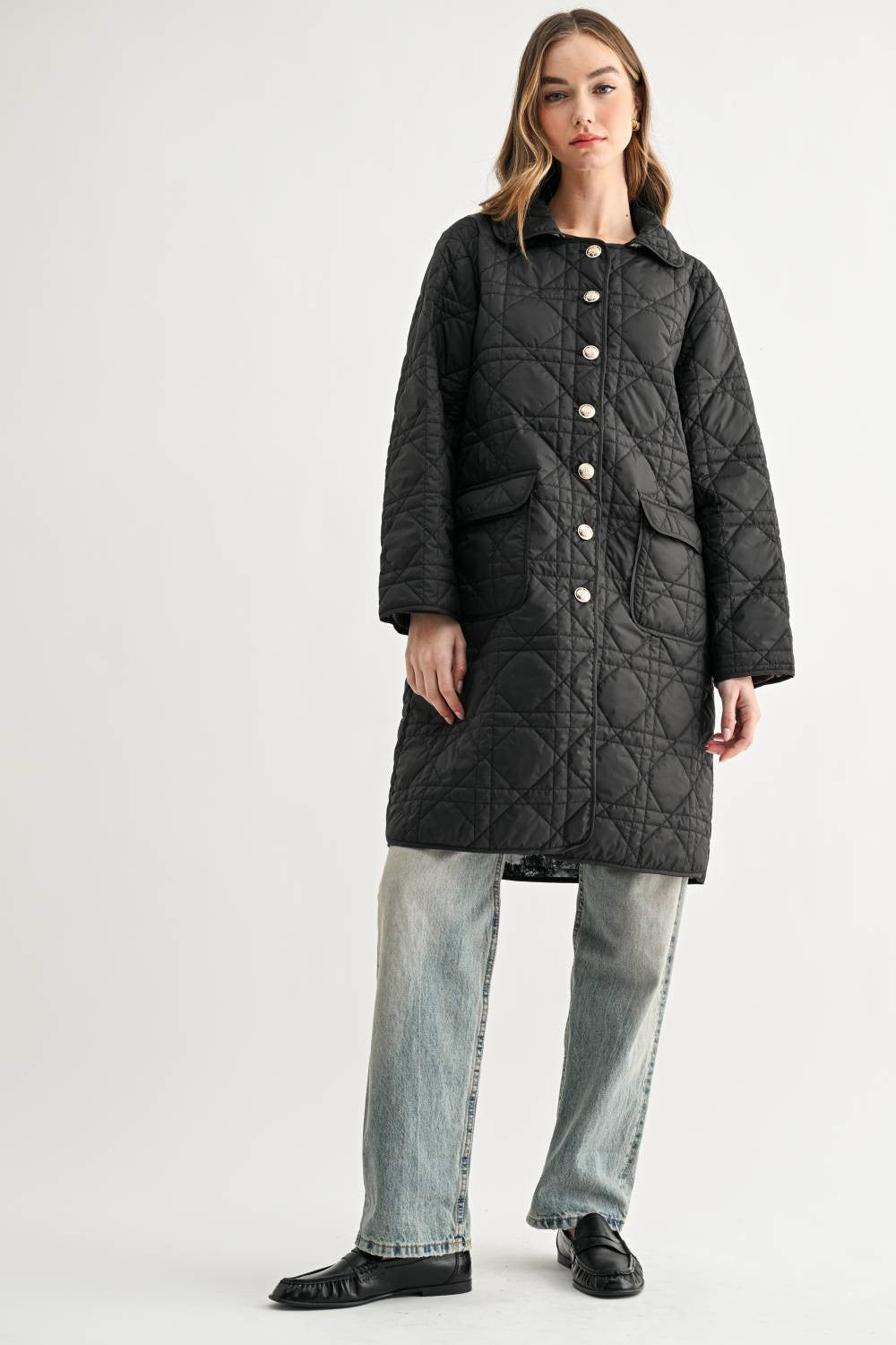 JOH Apparel Joselyn Longline Quilted Jacket with Toile Lining